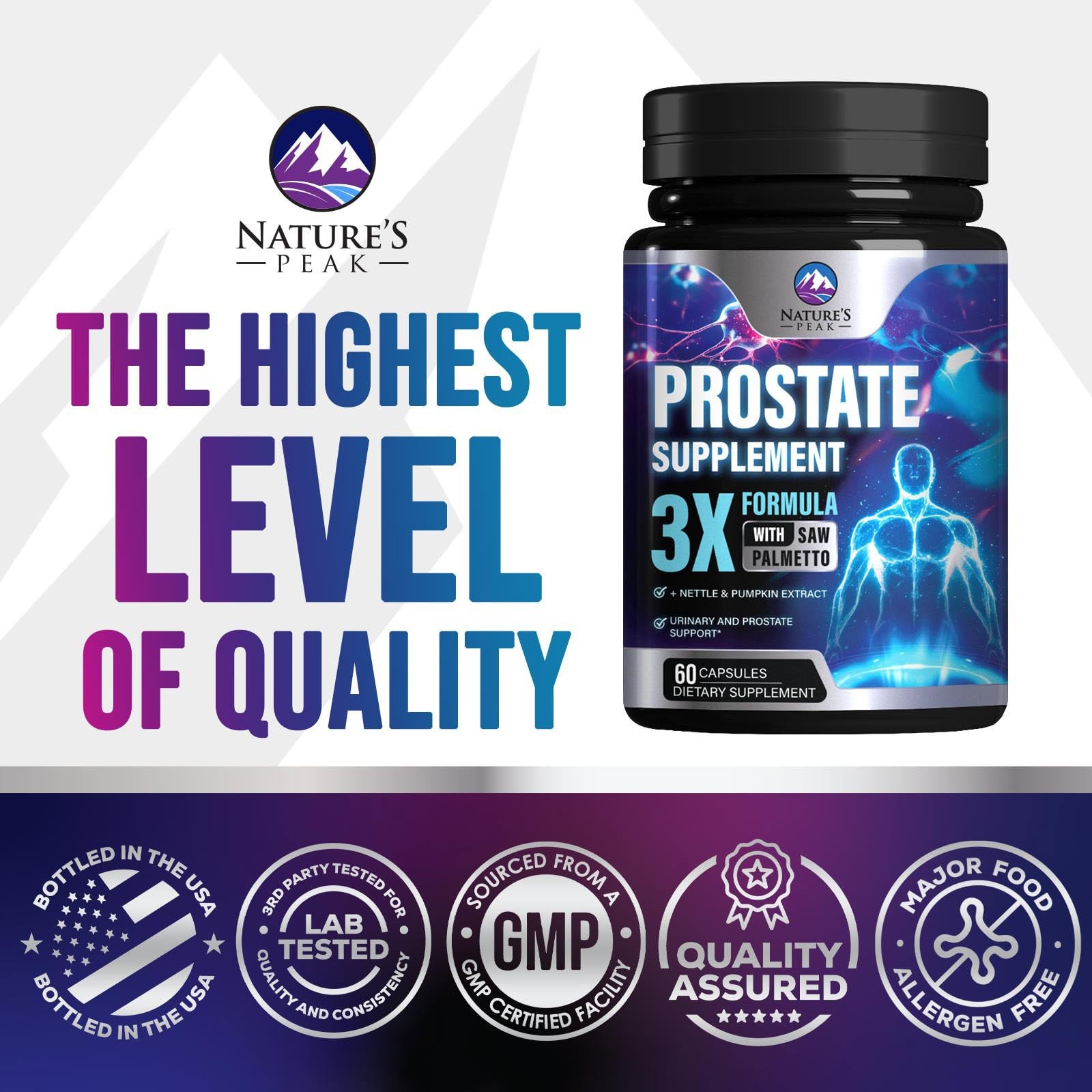 Prostate Health Supplements for Men 1000mg – 3X Strength 60 Count (Pack of 1)