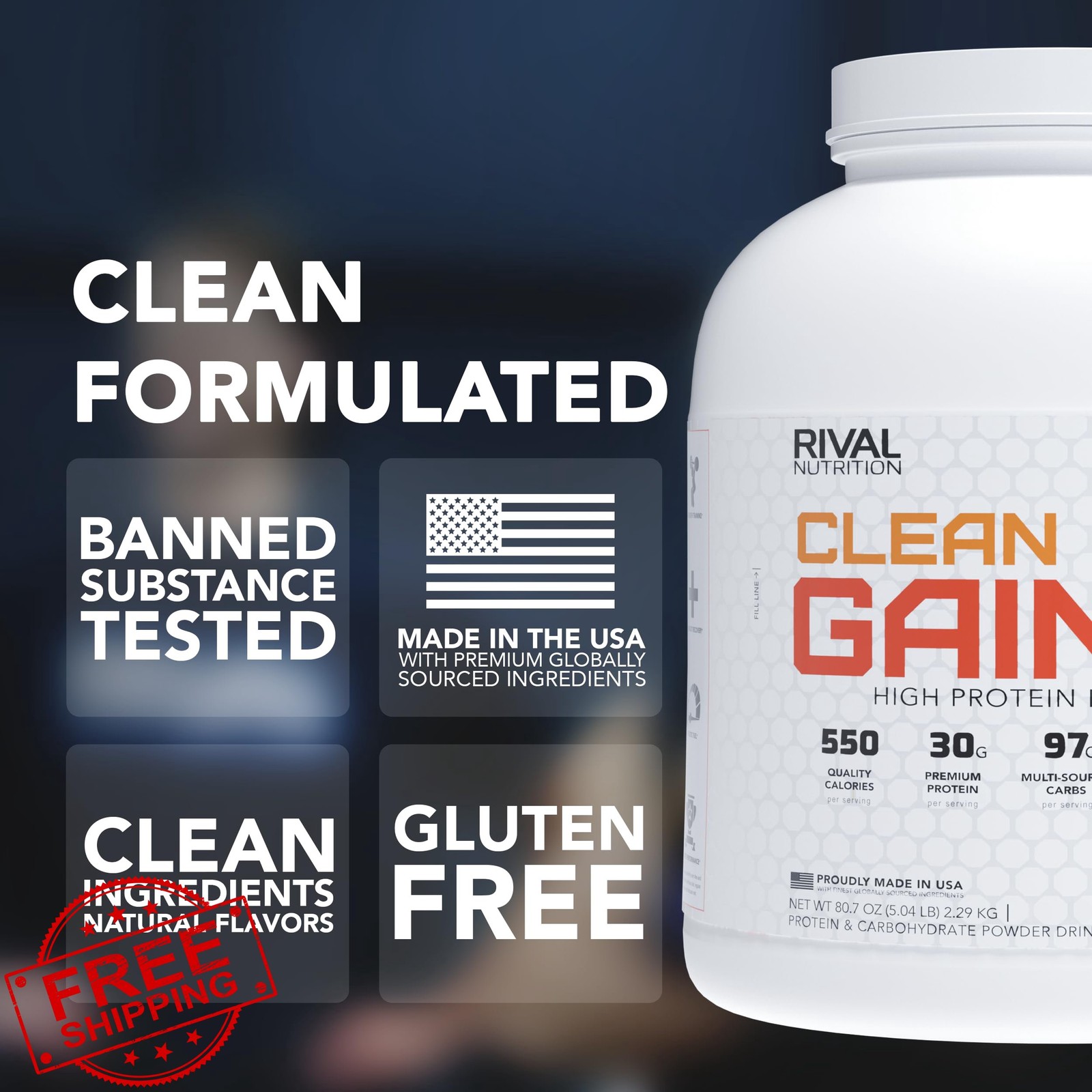 Rival Nutrition Vanilla High Protein Lean Gainer Powder 5 Lb 16 Servings 550 Cal