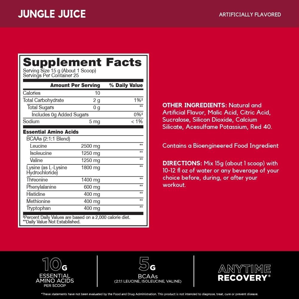 BSN AMINO X EAAs Essential Amino Acids Muscle Growth Recovery 25SRV JUNGLE JUICE