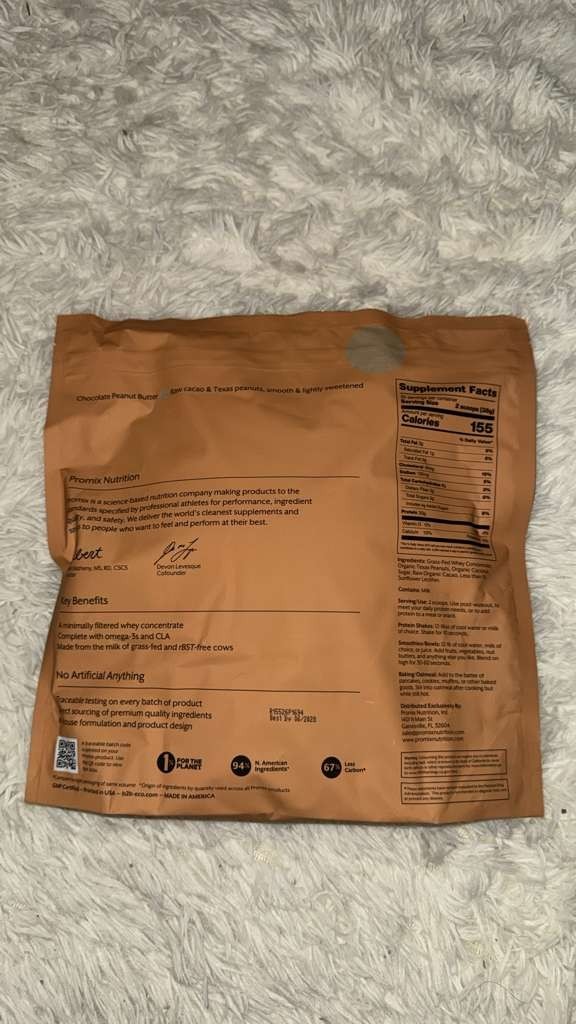 Promix Grass-Fed Whey Chocolate Peanut Butter Protein Powder 1.5 lb