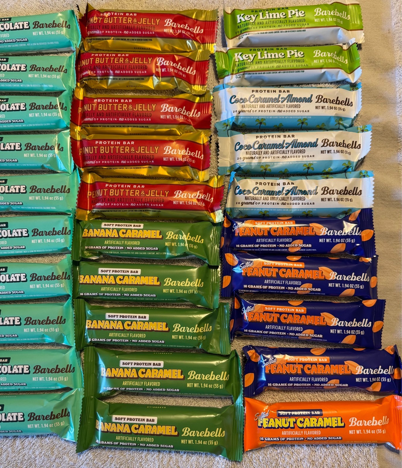 50 Barebells PROTEIN Bar COOKIES Banana BIRTHDAY, Key Lime, MINTY Caramel PEANUT