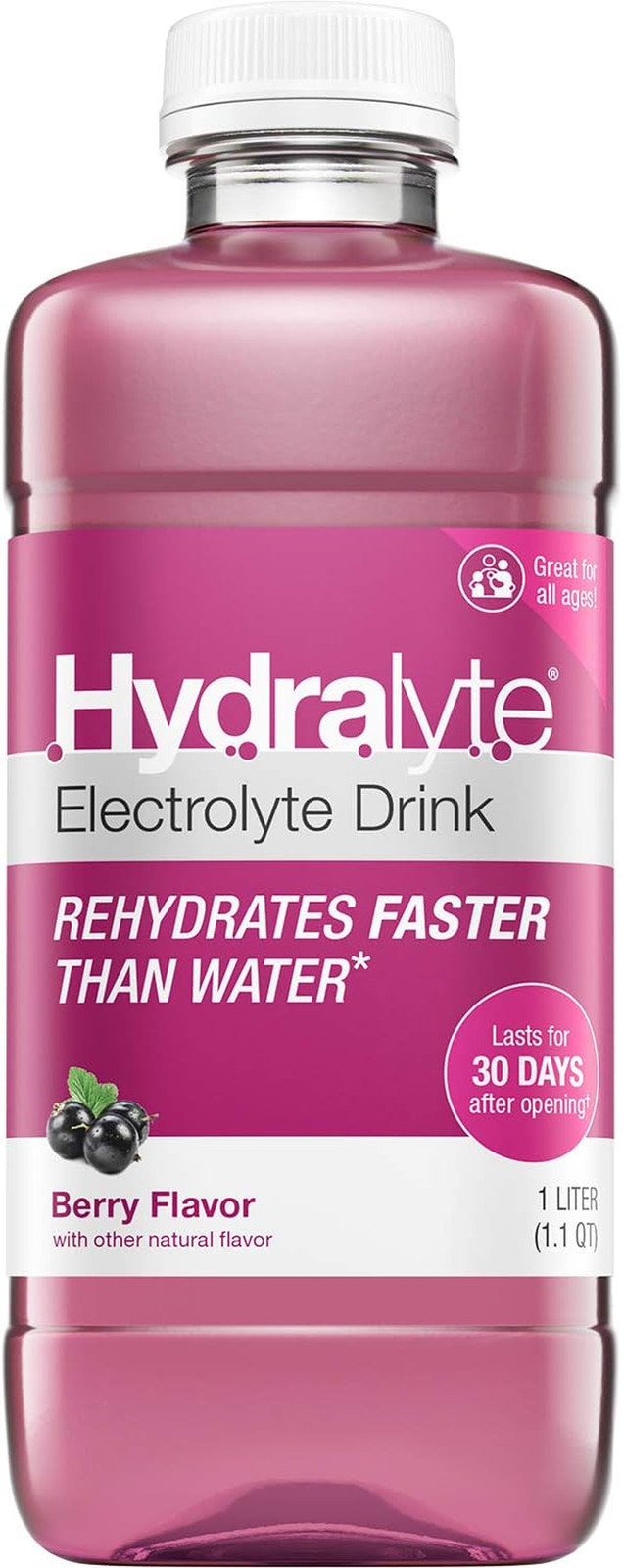 Electrolyte Oral Hydration Ready-To-Drink Solution, Berry, 33.8 Ounce Bottle
