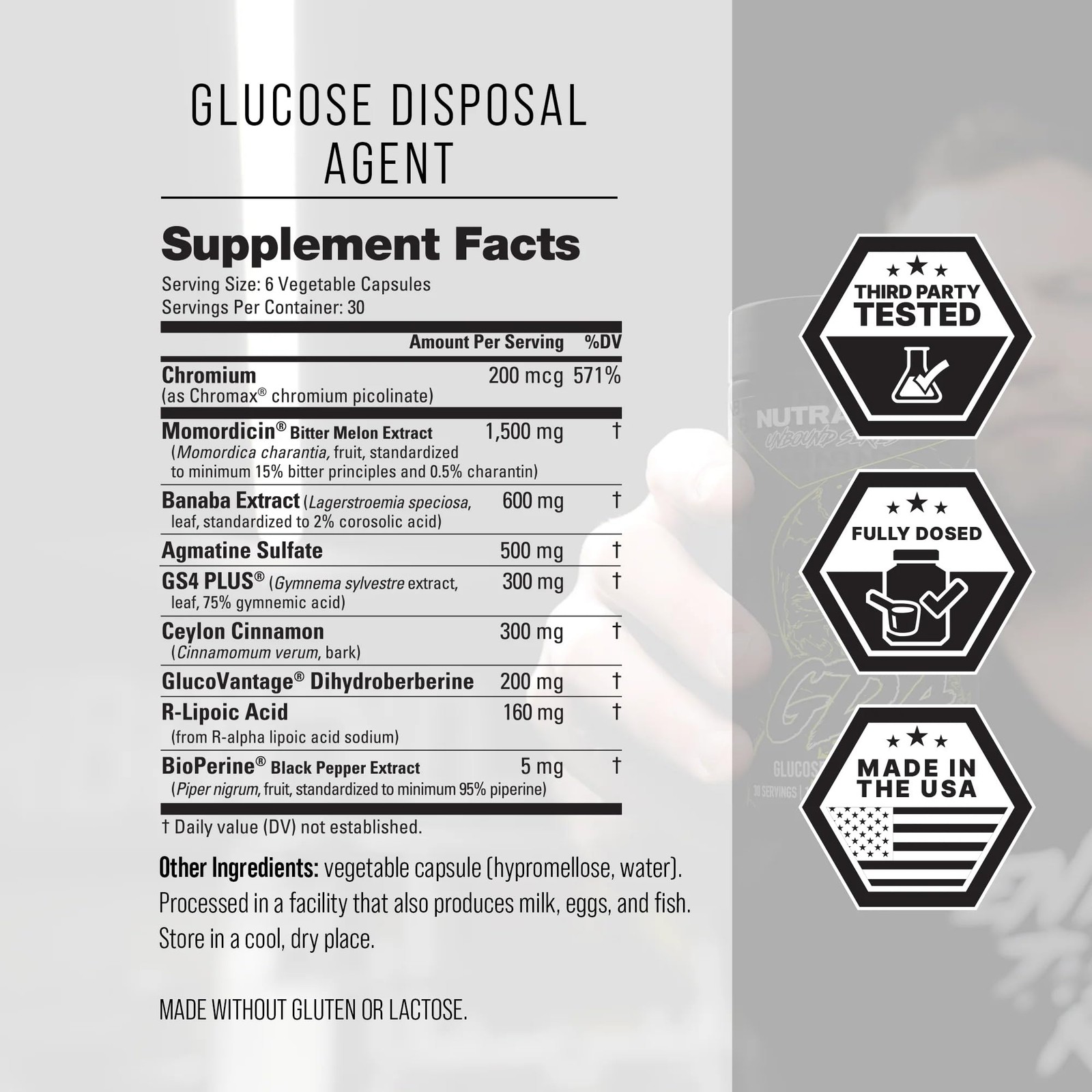 NutraBio Unbound GDA Glucose Disposal Agent 180 Capsules exp 7/27
