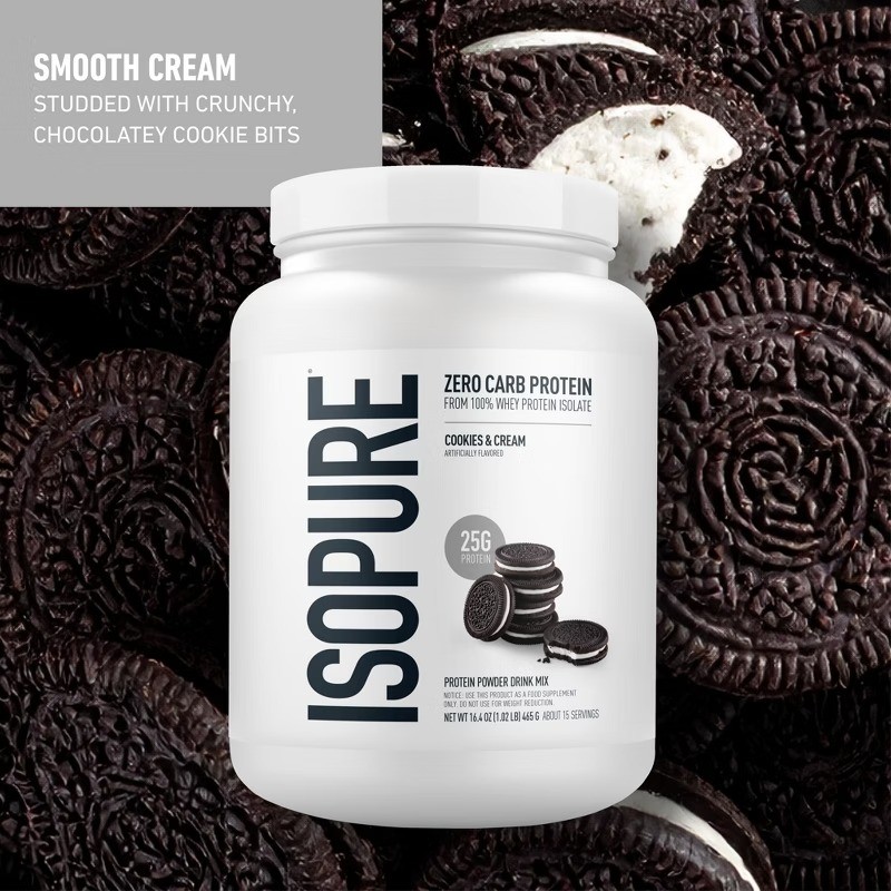 Zero Carb 100% Pure Whey Isolate Protein Powder – Cookies & Cream – 25g Protein