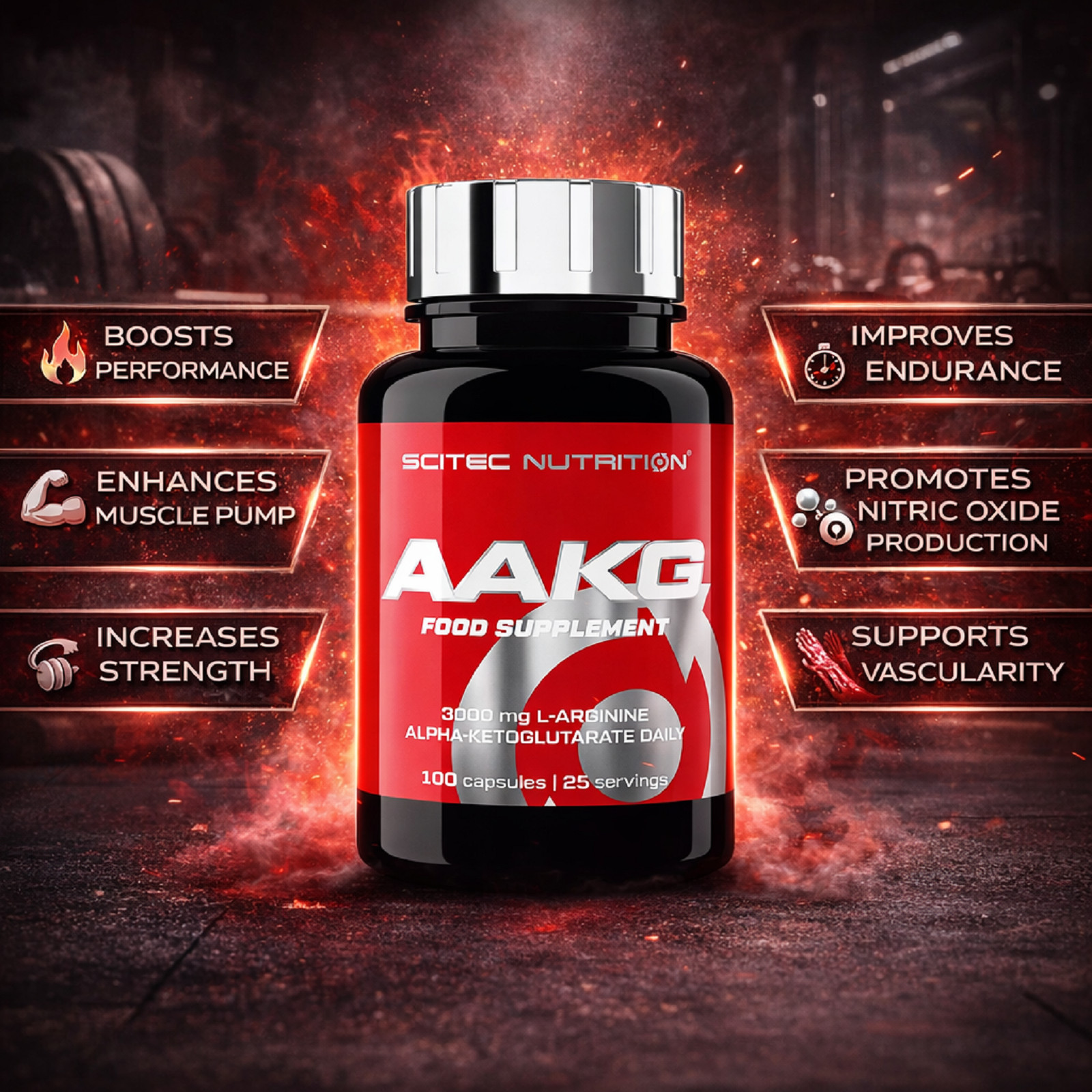 AAKG 100/200 Caps – L-Arginine Nitric Oxide NO Booster Muscles Pump Growth Pills