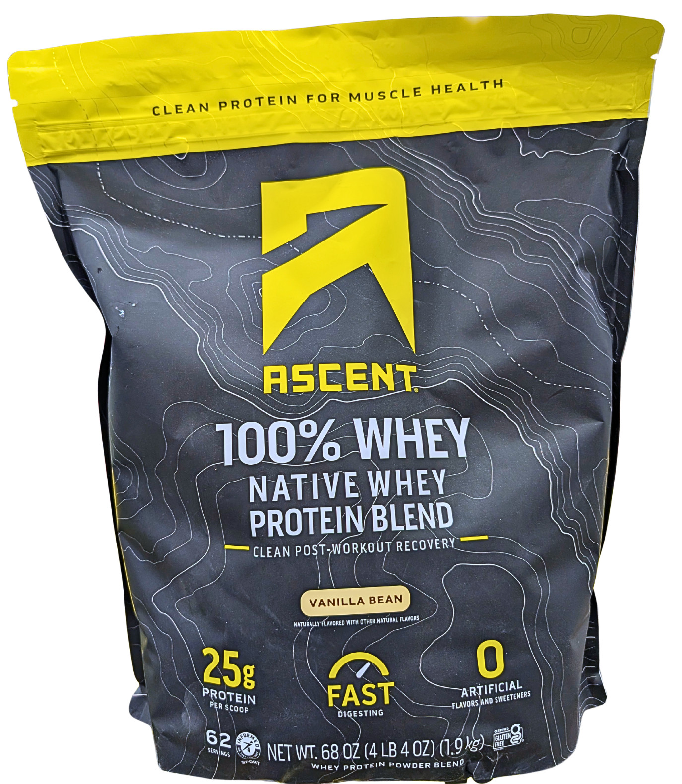 Ascent 100% Whey Protein Vanilla Bean 4.25 Lbs EXP 04/2027
