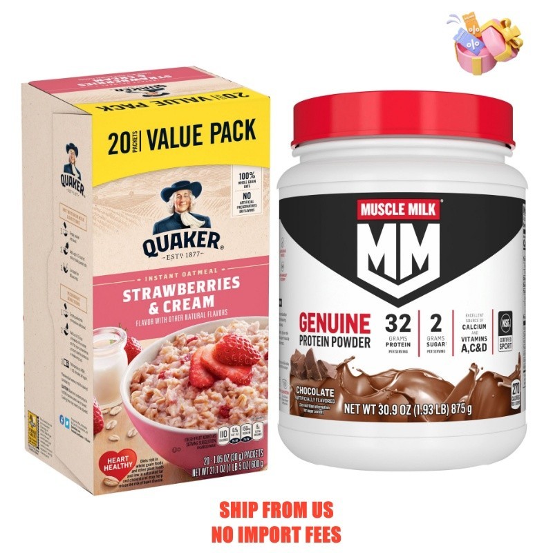 Muscle Milk Genuine Protein Powder, Chocolate, 1.93 Pound, 12 Servings + Quaker