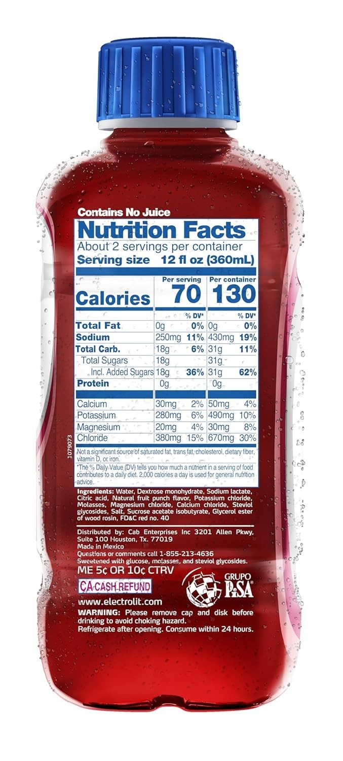 Refreshing Electrolyte Drink in Fruit Punch – 12 Bottles of 21 Fl Oz, Sugar Free