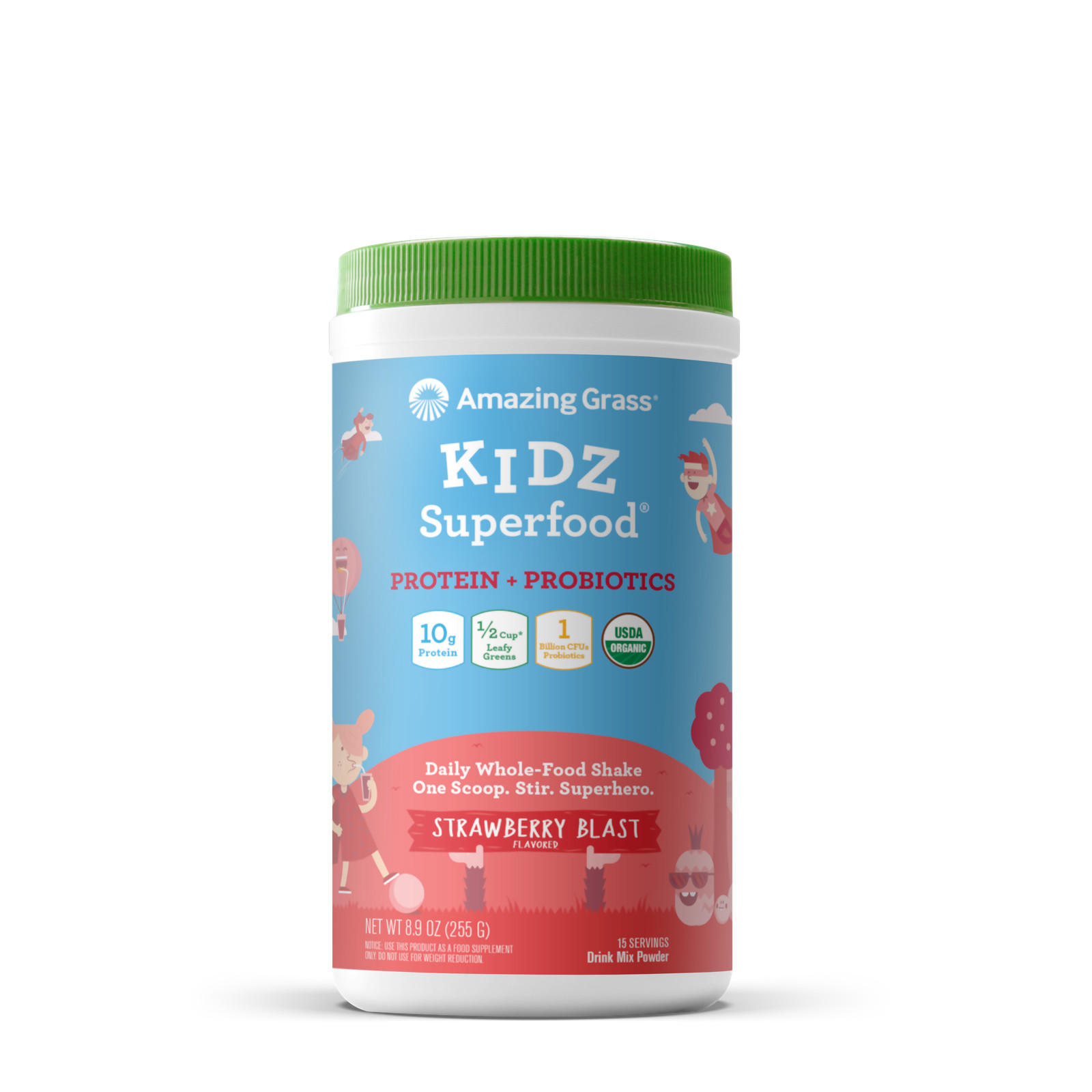Kidz Superfood Protein + Probiotics – Strawberry Blast (15 Servings)