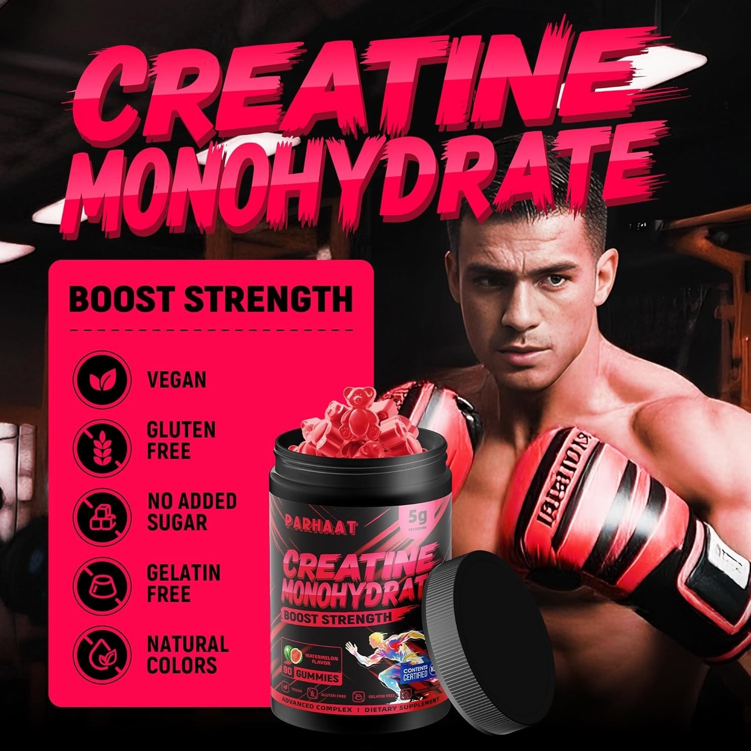 Parhaat NSF Certified Creatine Gummy – Creatine Monohydrate Gummies 5g