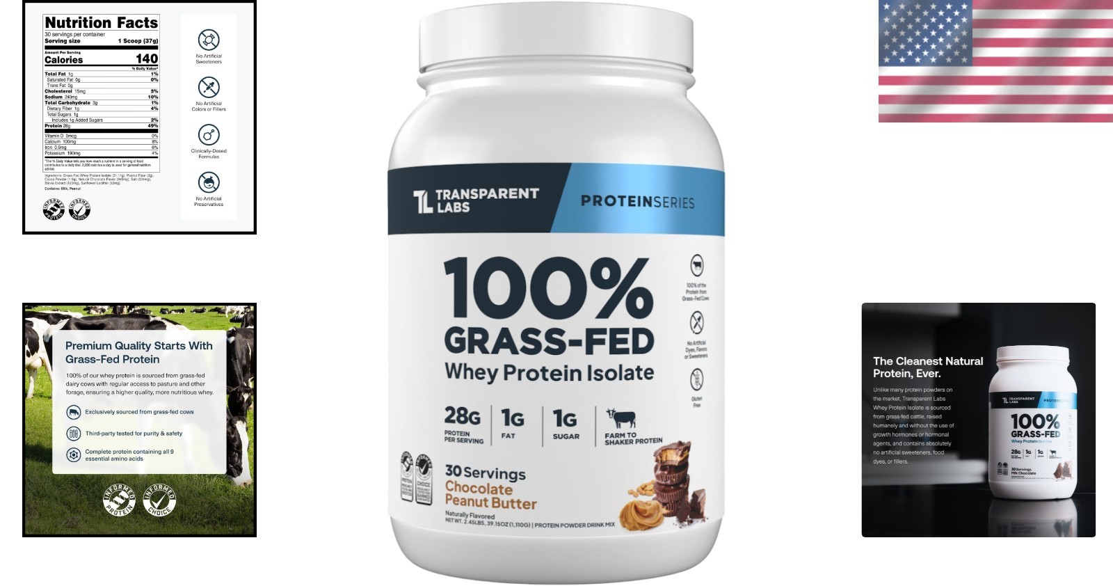 Naturally Flavored Grass-Fed Whey Protein Isolate – 30 Servings, 28g Protein