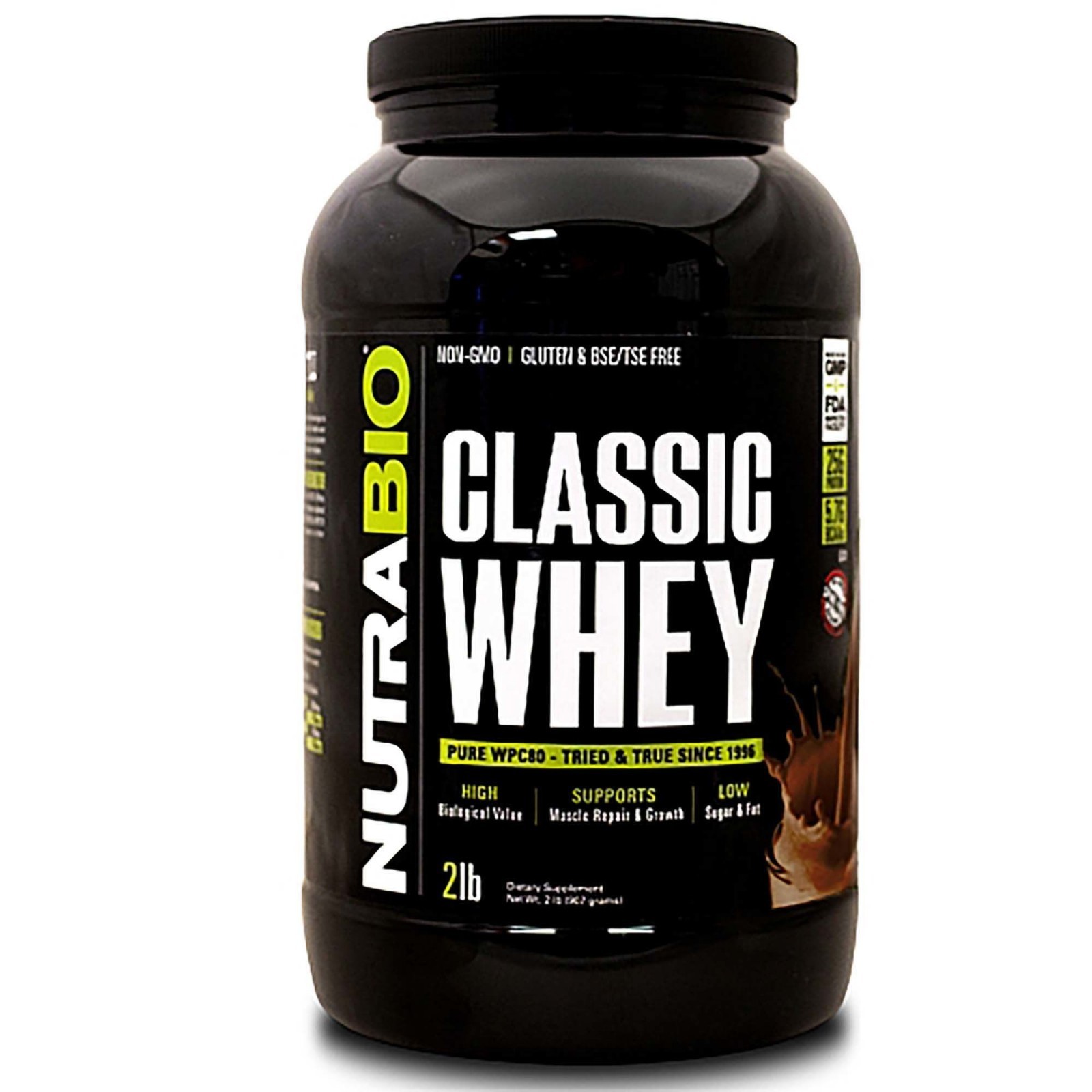 NutraBio Classic Whey 2lb 100% Whey Protein Concentrate Non-GMO USDA Kosher Whey