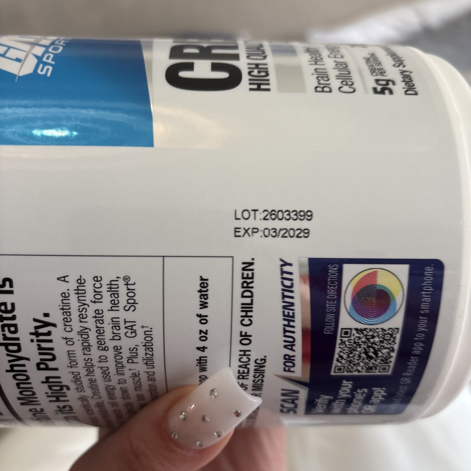 GAT Sport Creatine Monohydrate Powder 33.3 Oz Container Exp Date 03/2029