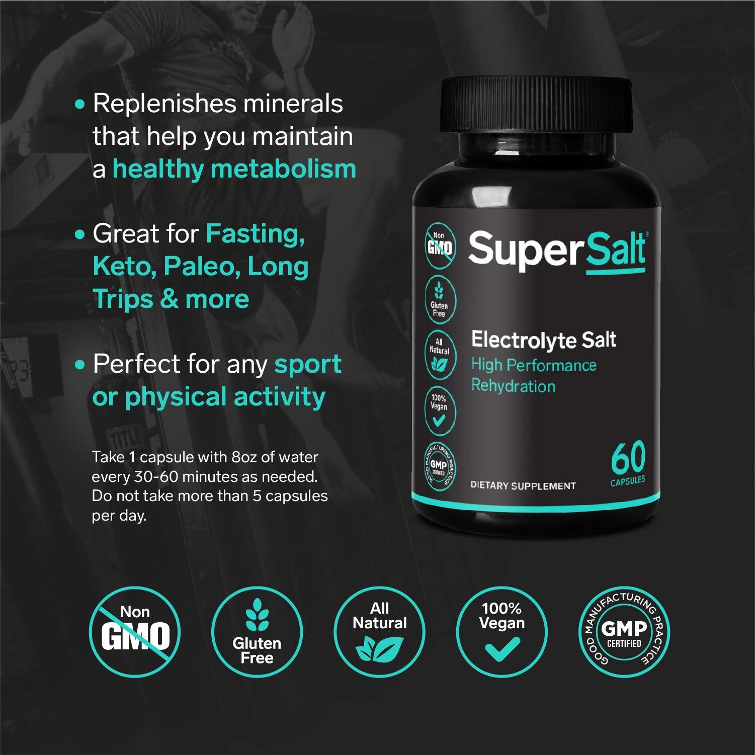 Keto Electrolyte Supplement Salt Tablets for Rapid Oral Rehydration & Post Wo…