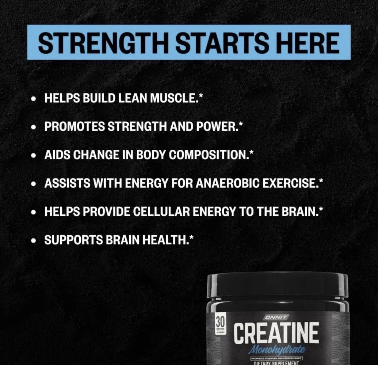 ONNIT Creatine Monohydrate Powder, Strength & Power Support, 30 Servings, 5.29oz