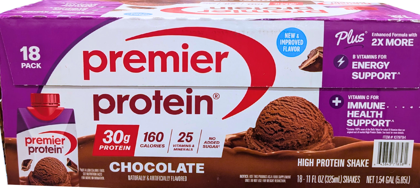 Premier 30g Plus High Protein Shake Chocolate 18 Ct x 11 Fl Oz 10/26 EXP 12/2026