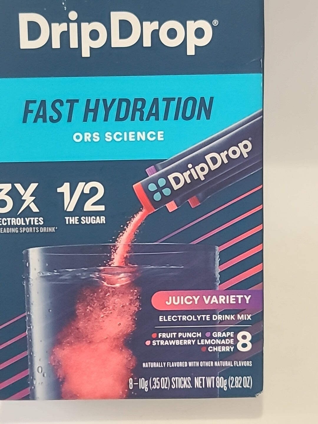 2x Drip Drop Dehydration Relief JUICY VARIETY Powder 8 Stick EXP 10/28