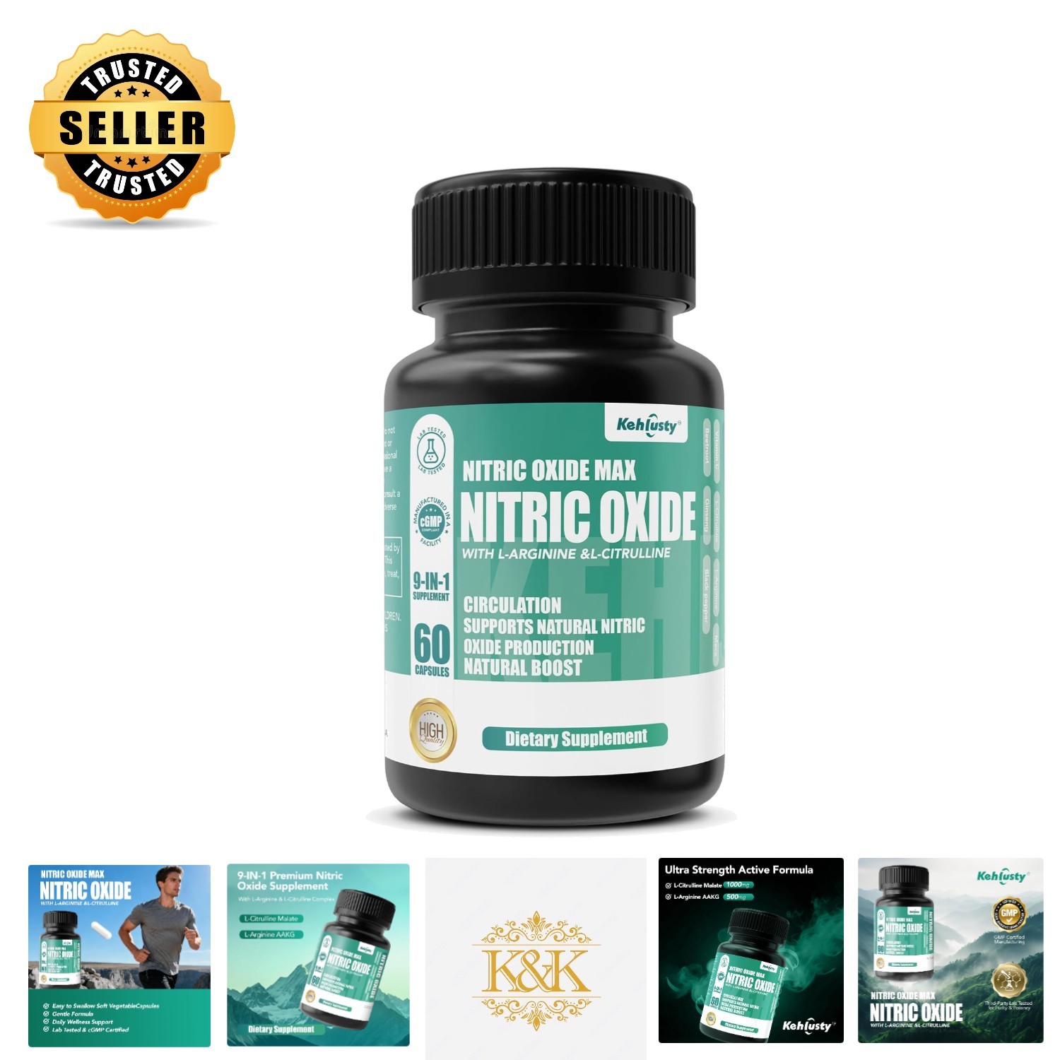 30-Day Nitric Oxide Booster Capsules with L-Arginine – Enhances Blood Flow