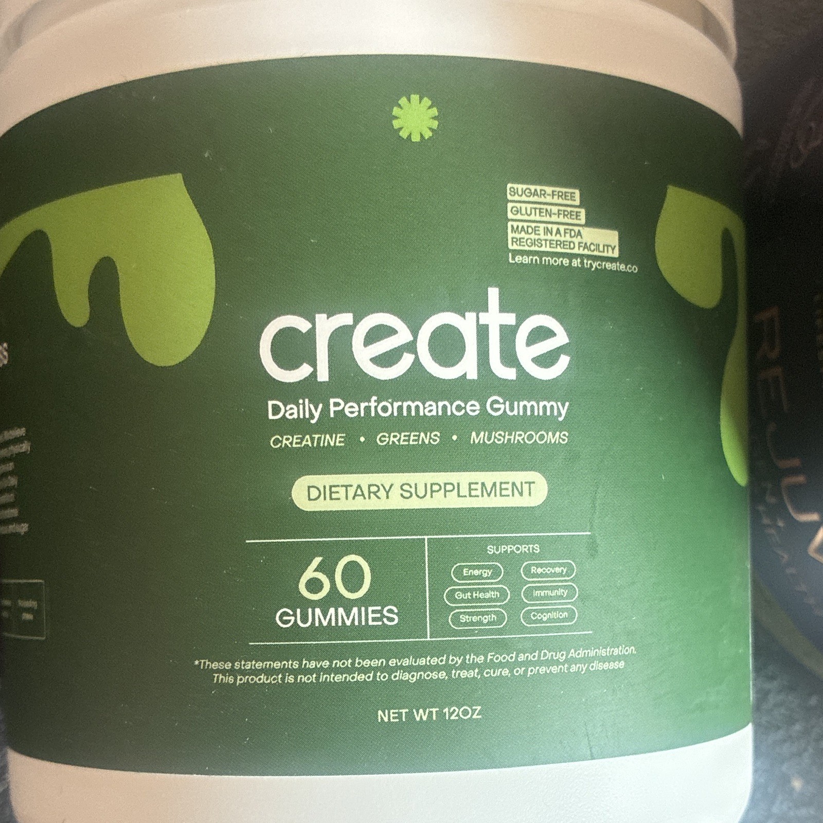 create Daily Performance Creatine Greens Mushrooms Gummies 60ct exp Jul 26