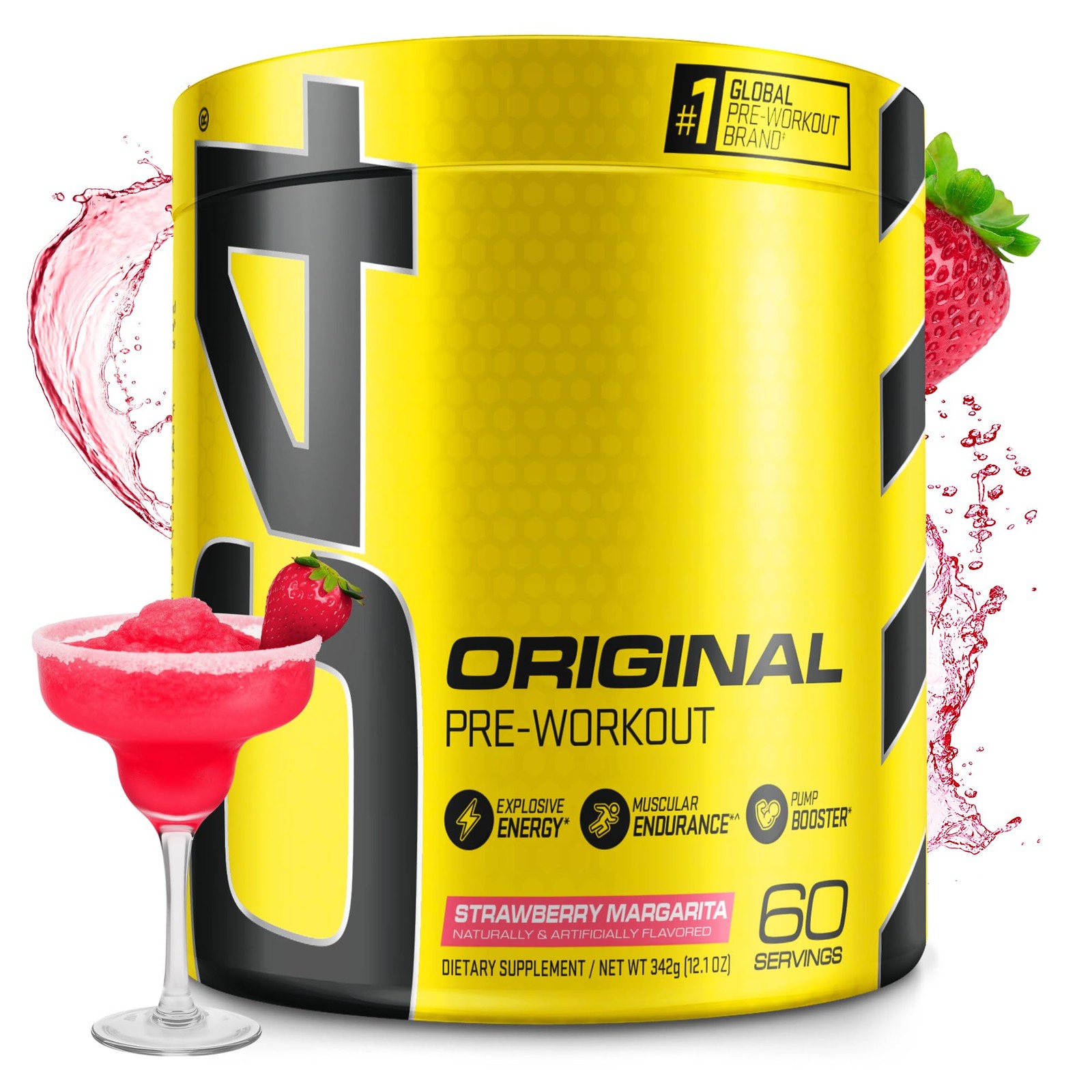 Pre Workout Powder Strawberry Margarita 150mg Caffeine Beta Alanine 60 Servings