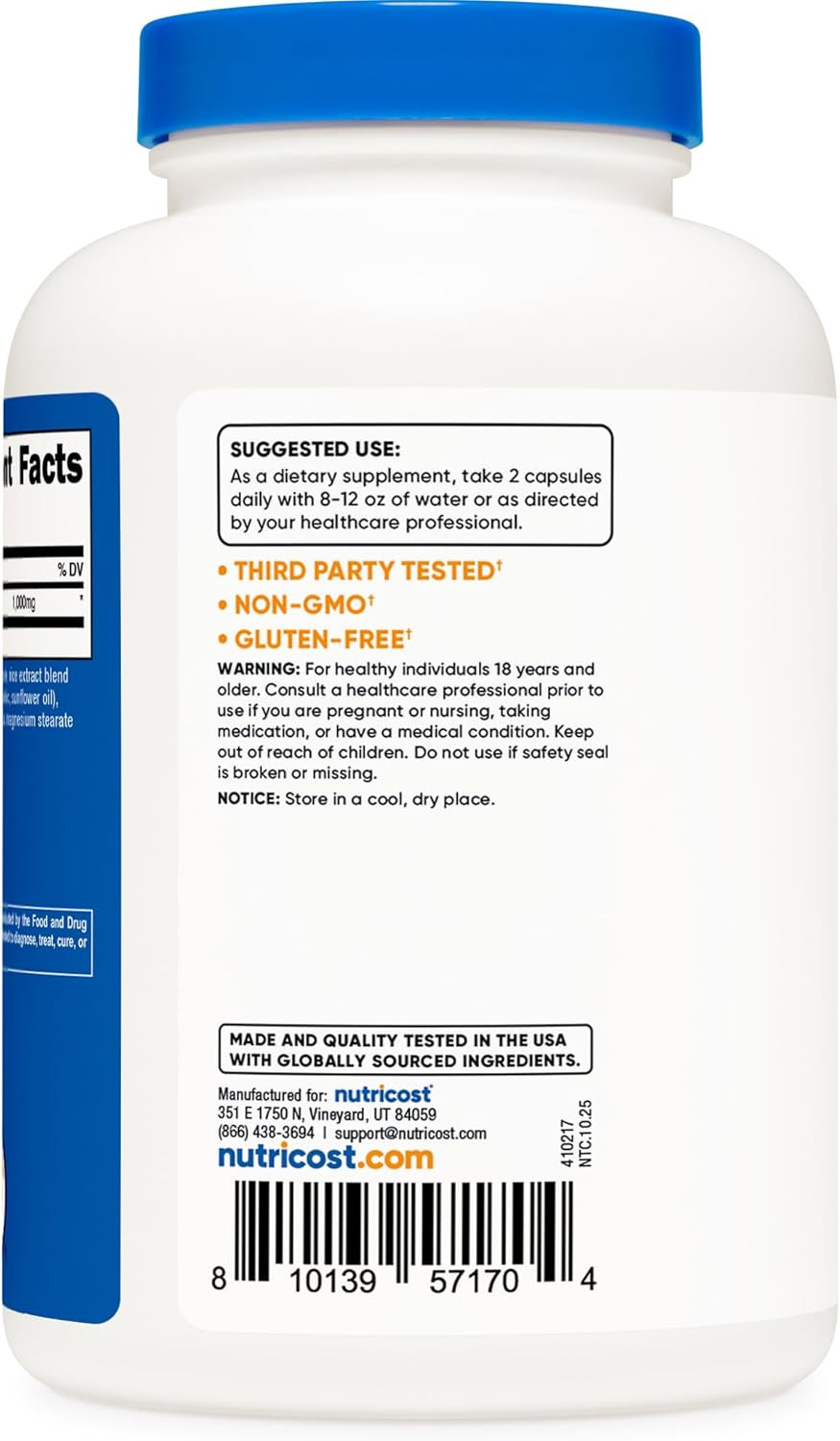 Nutricost L-Lysine 1000Mg, 250 Capsules – 500Mg per Cap, Gluten Free, Non-Gmo