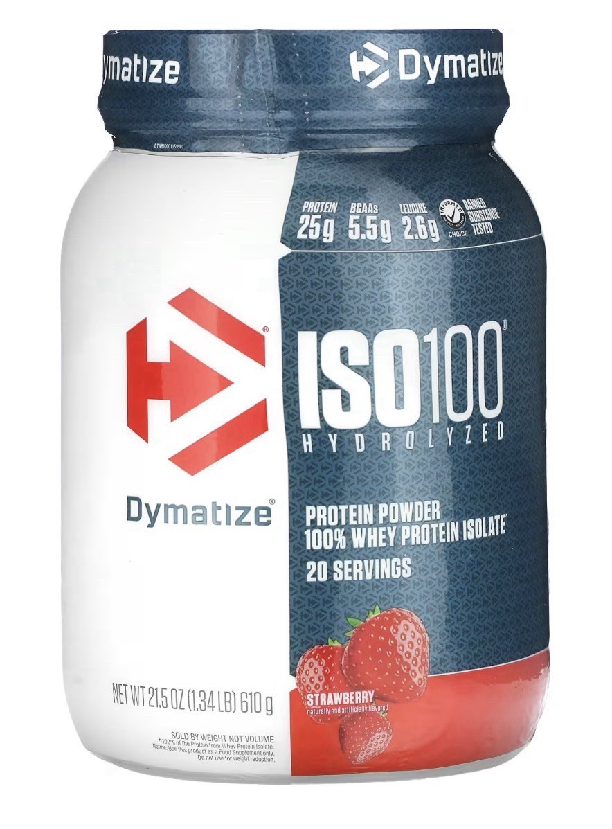 Dymatize ISO100 Hydrolyzed Whey Protein Isolate Strawberry 21.5oz (610g) Keto