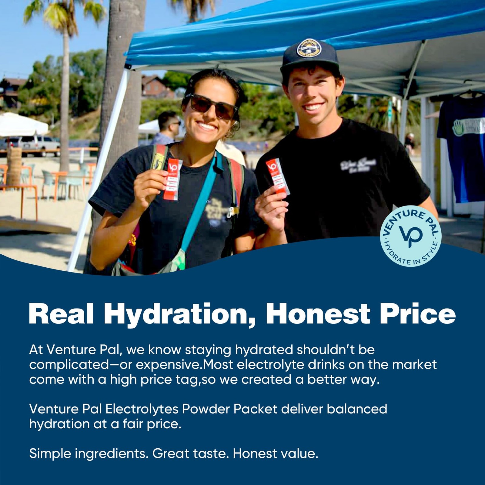 Venture Pal High Sodium Sugar-Free Electrolytes Powder Packets – Hydration Stick