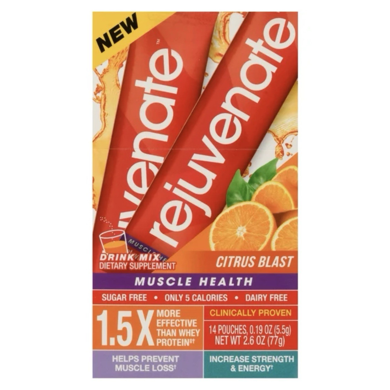 Rejuvenate Muscle Health Drink Mix Powder Citrus Blast Sugar/Dairy Free 14 ct