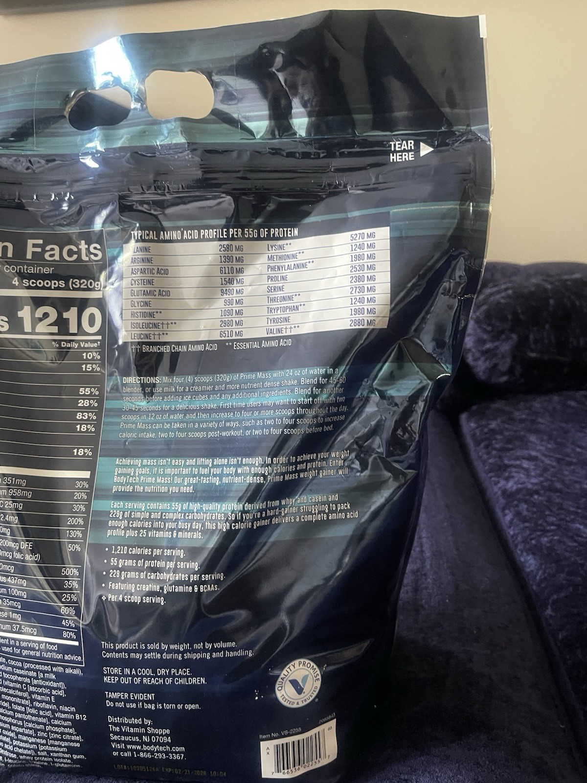 Bodytech Prime Mass CHOCOLATE High Protein Weight Gainer 12 lb Bag Exp. 2/21/28