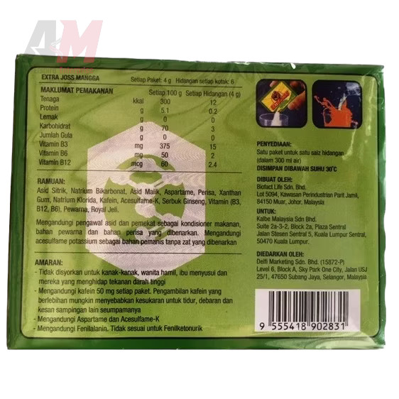 EXTRA JOSS – 30 Boxes HALAL Energy Drink Powder Ginseng/Grape/Mango Flavour