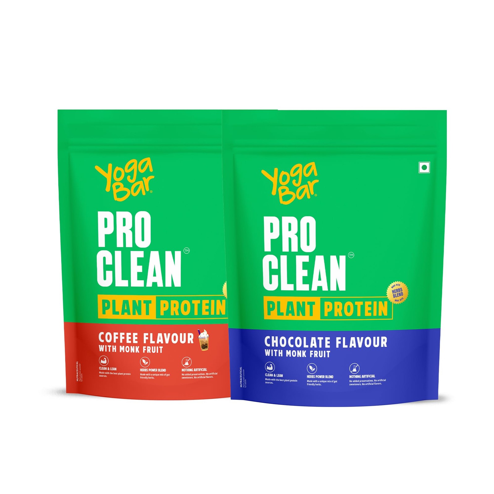 Yogabar Pro Clean Plant Protein Powder 2x500g – Chocolate & Coffee, No Sugar