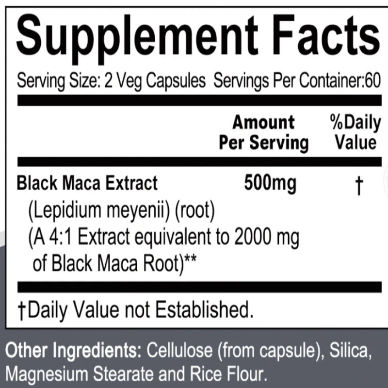 Maca 500mg (4:1 extract corresponds to the strength of 2000mg) – 30 to 120 ca…