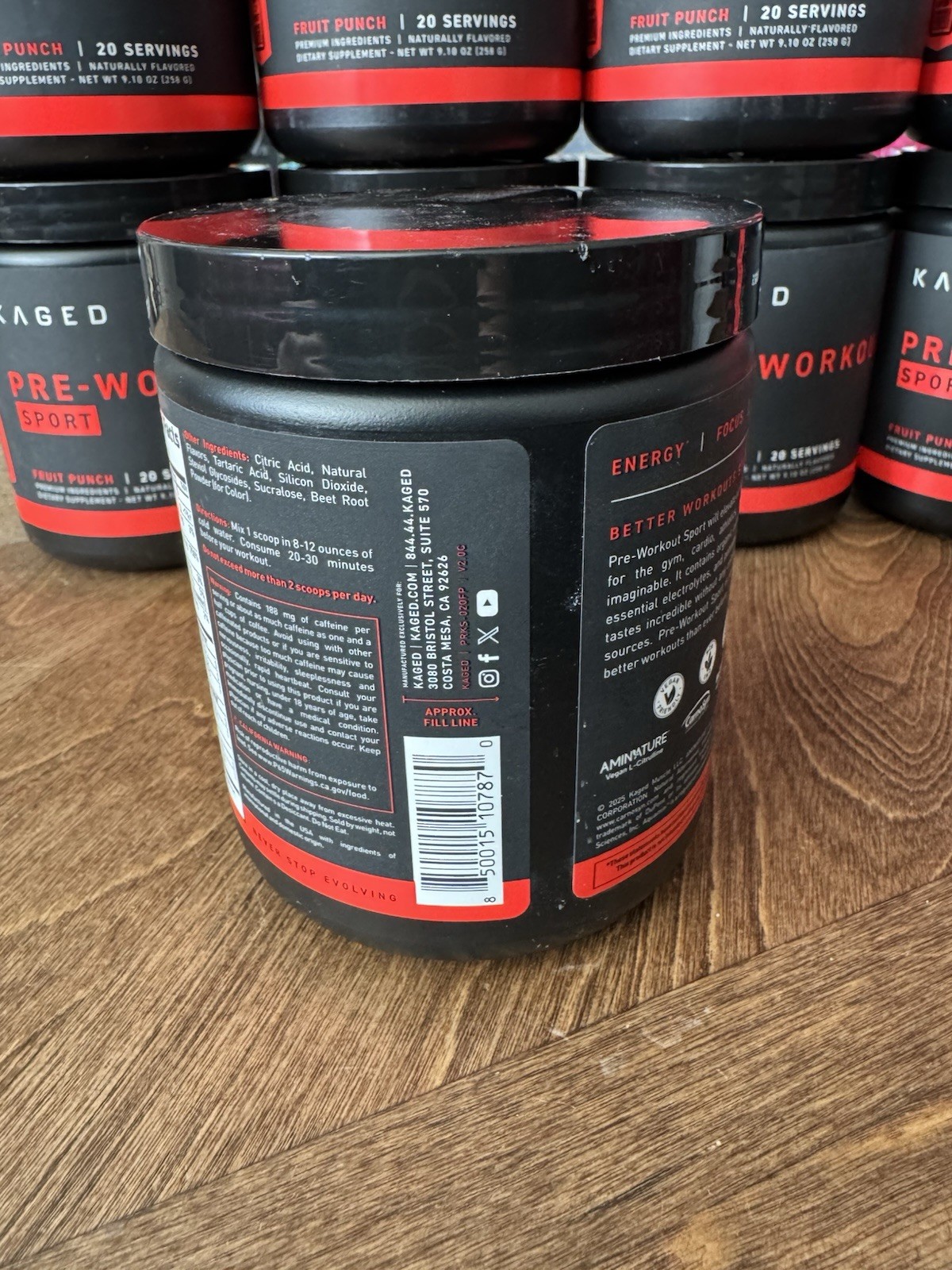 Kaged Sport Pre Workout Fruit Punch 20 Servings 188mg Caffeine Energy Boost