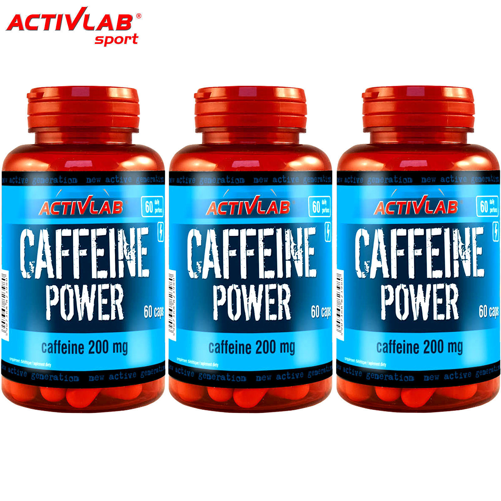 Caffeine Power 60-300 Caps Pre-Workout Booster Energy Endurance Performance