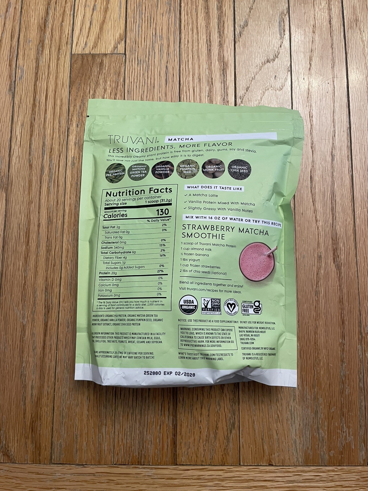 Truvani Matcha Plant Based Protein Powder (20 Servings) NEW