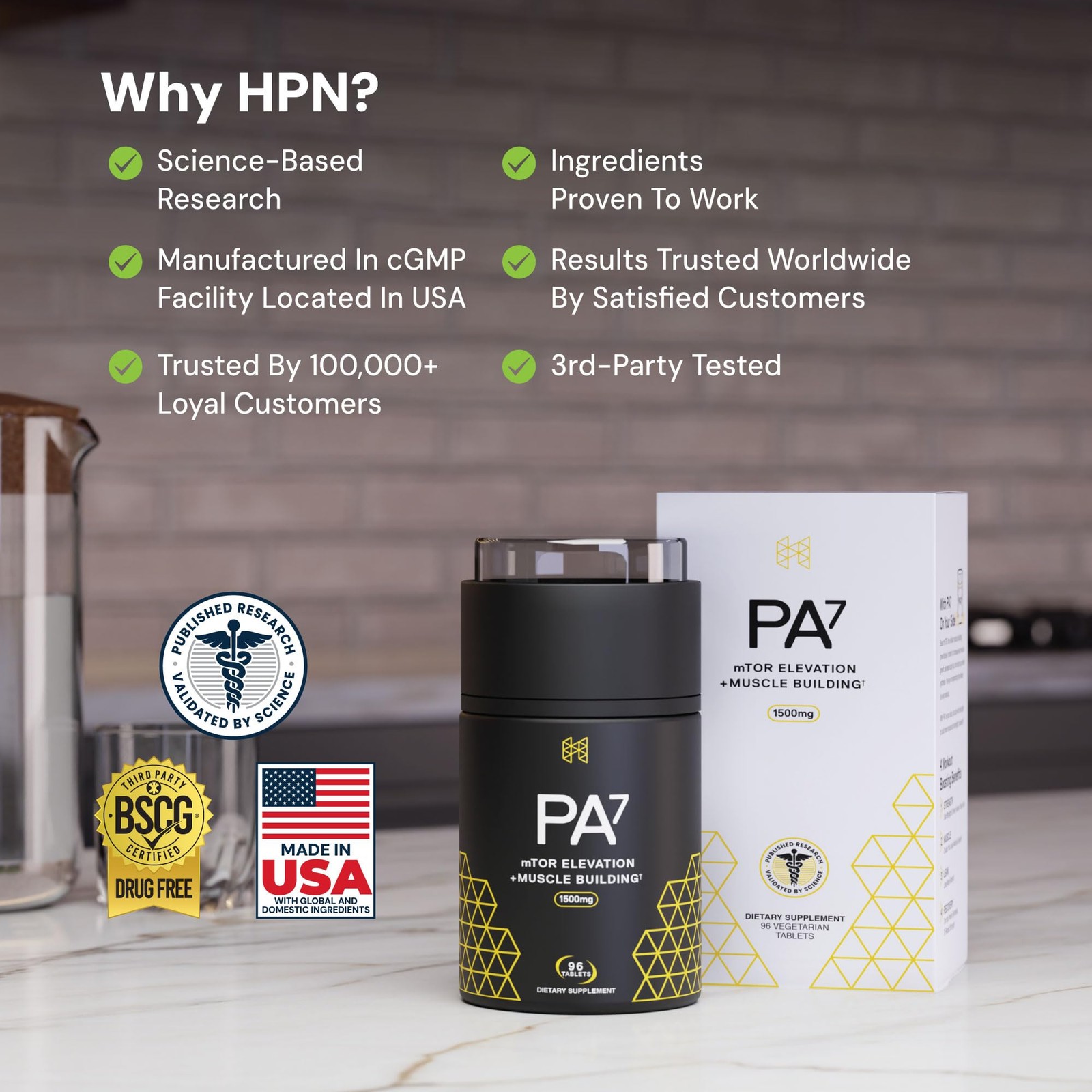 HPN PA(7) Phosphatidic Acid Muscle Builder Top Natural 96 Count (Pack of 1)