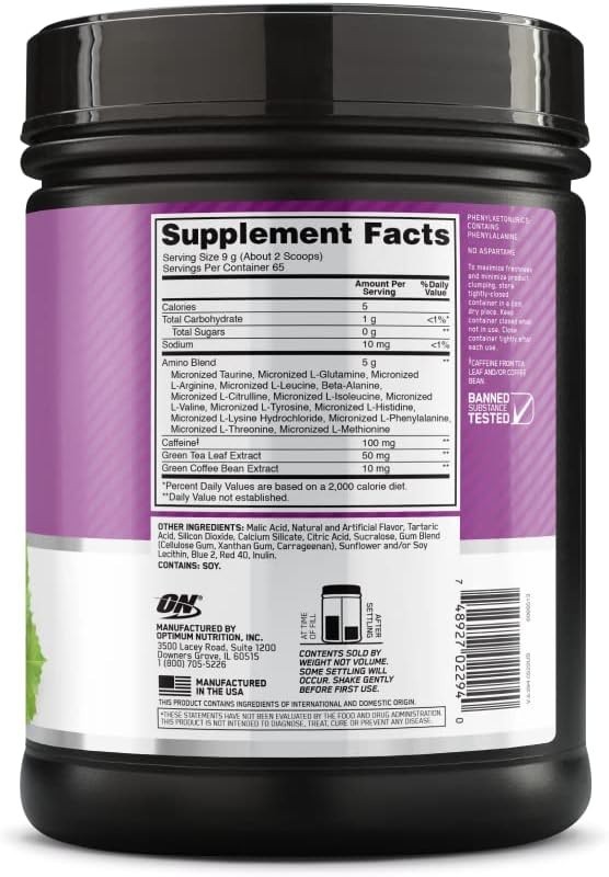 Complete Amino Energy Blend – Keto Friendly Powder with Green Tea & BCAA, 1.29lb
