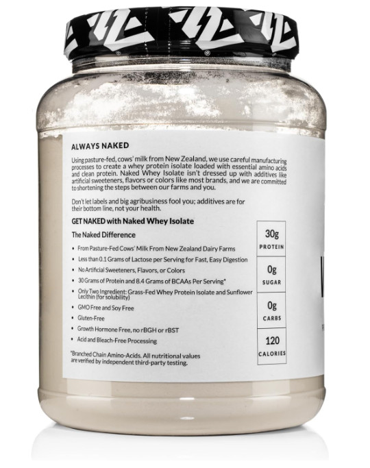 NAKED Whey Isolate Protein Unflavored, Grass-Fed, 28 Servings