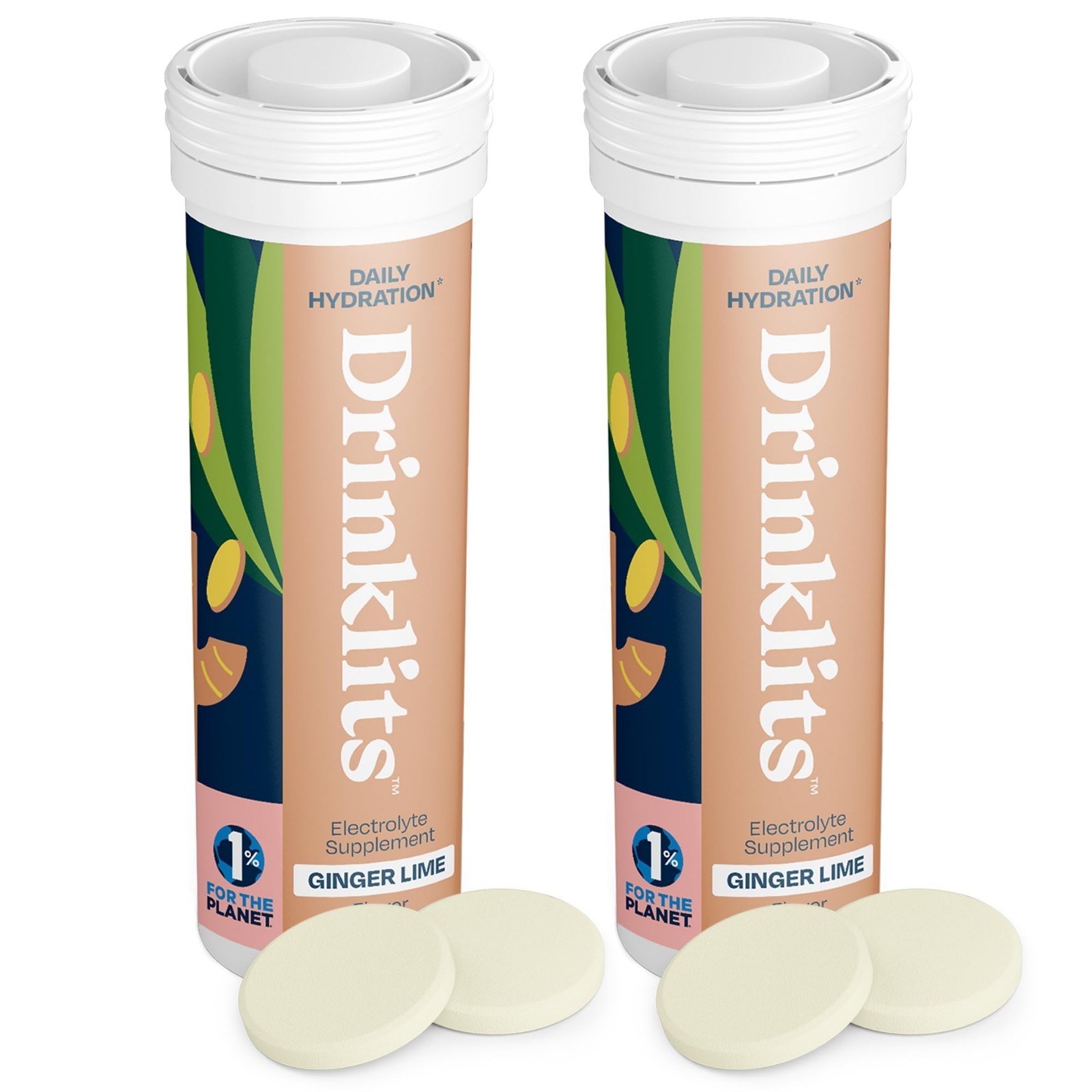 Organic Ginger-Lime Hydration Tablets Bundle | 20 Servings, 0g Sugar, Electrolyt