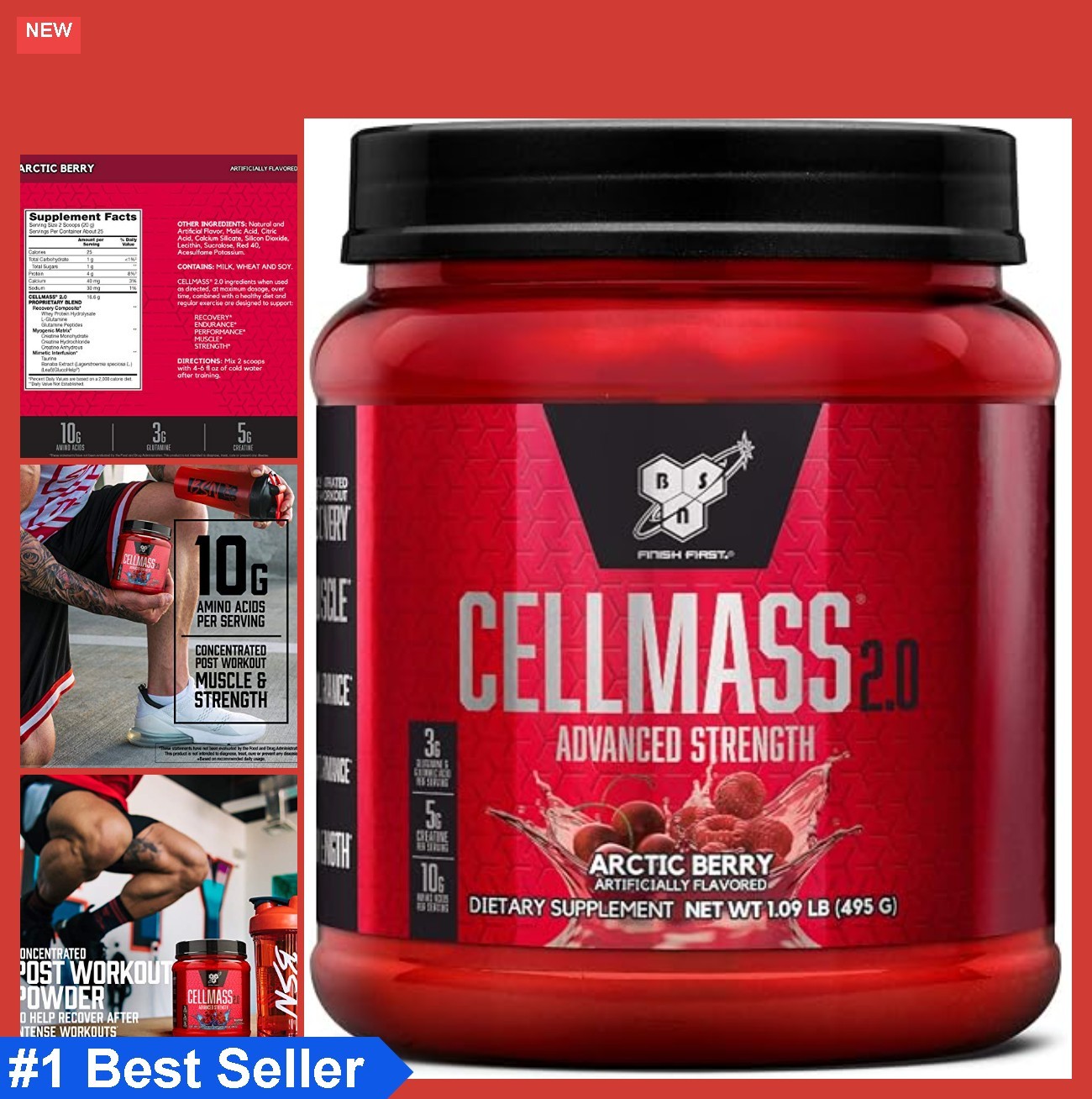 Cellmass Powder Post Workout Recovery Creatine Glutamine BCAA Keto Friendly