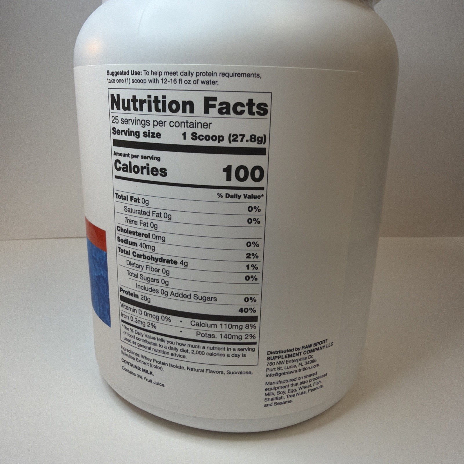 Raw Nutrition Clear Whey Protein – Blue Raspberry – Brand New – 25 Servings
