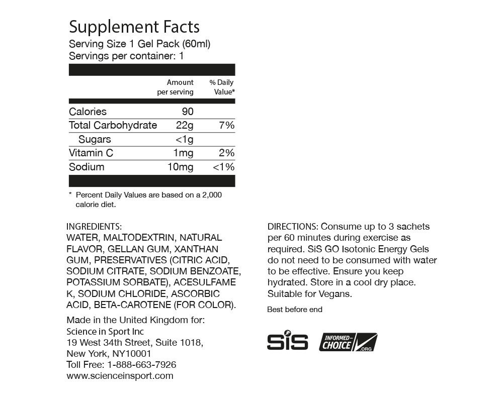 Nutritional Energy Gels Pack of 6 Tropical for Cycling Running Endurance Sports