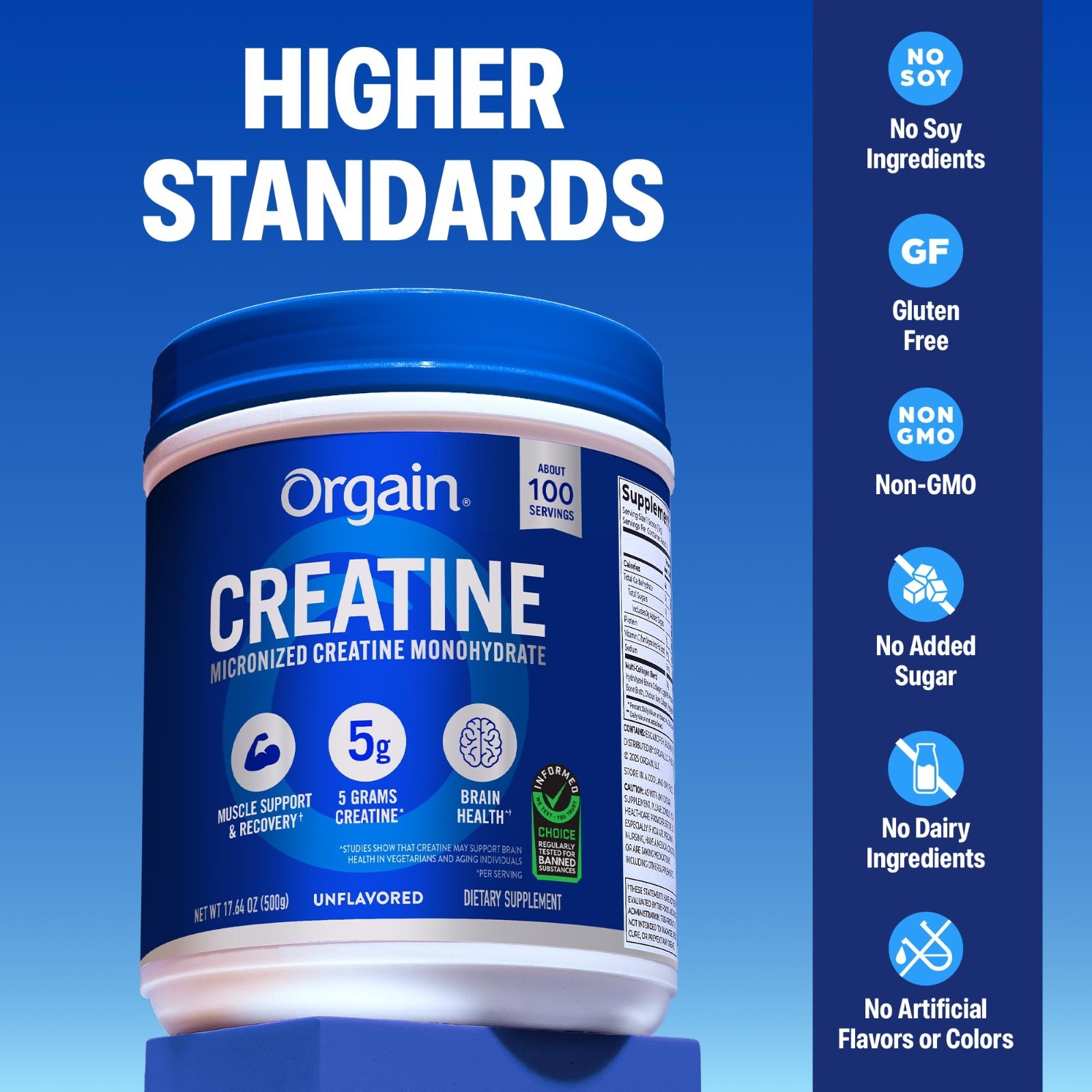 Micronized Creatine Monohydrate Powder, Unflavored, 100 Servings, 5g Per Scoop