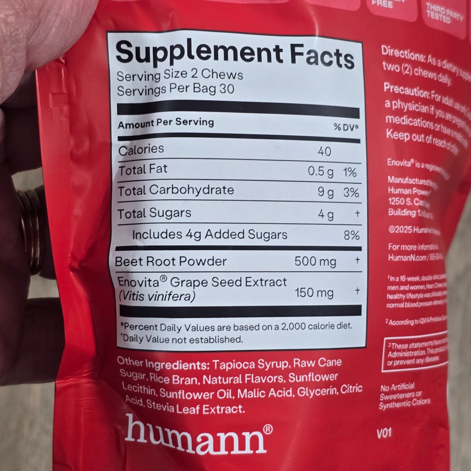 HumanN – SUPER BEETS Heart Chews, 60 Count, New & Sealed! EXP: 08/2027