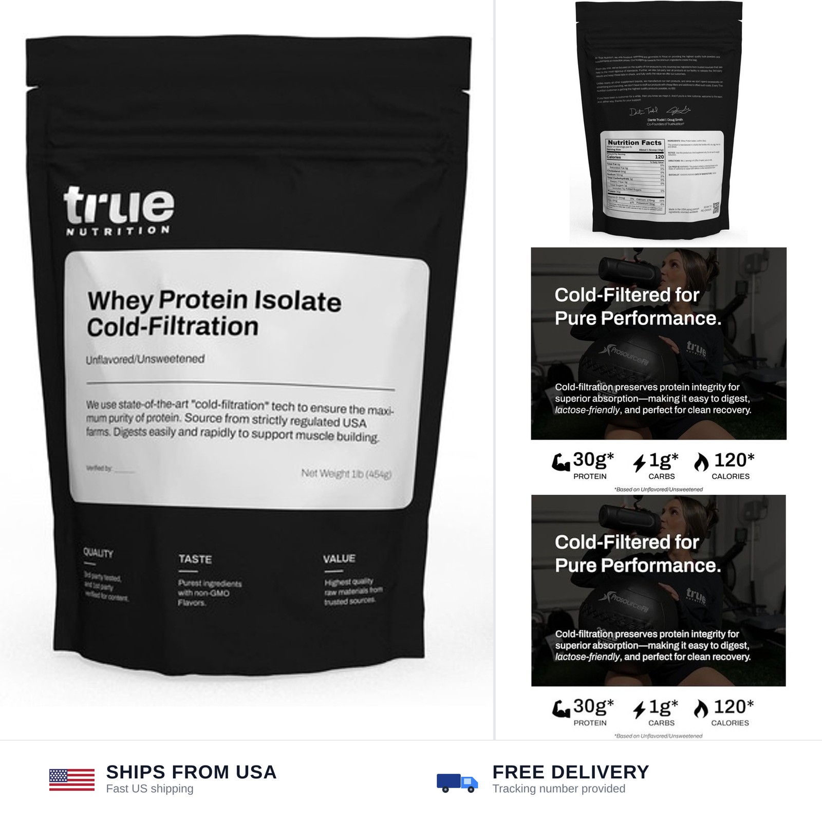 True Nutrition Whey Protein Isolate Powder – Cold-Filtered, 30g Protein per S…