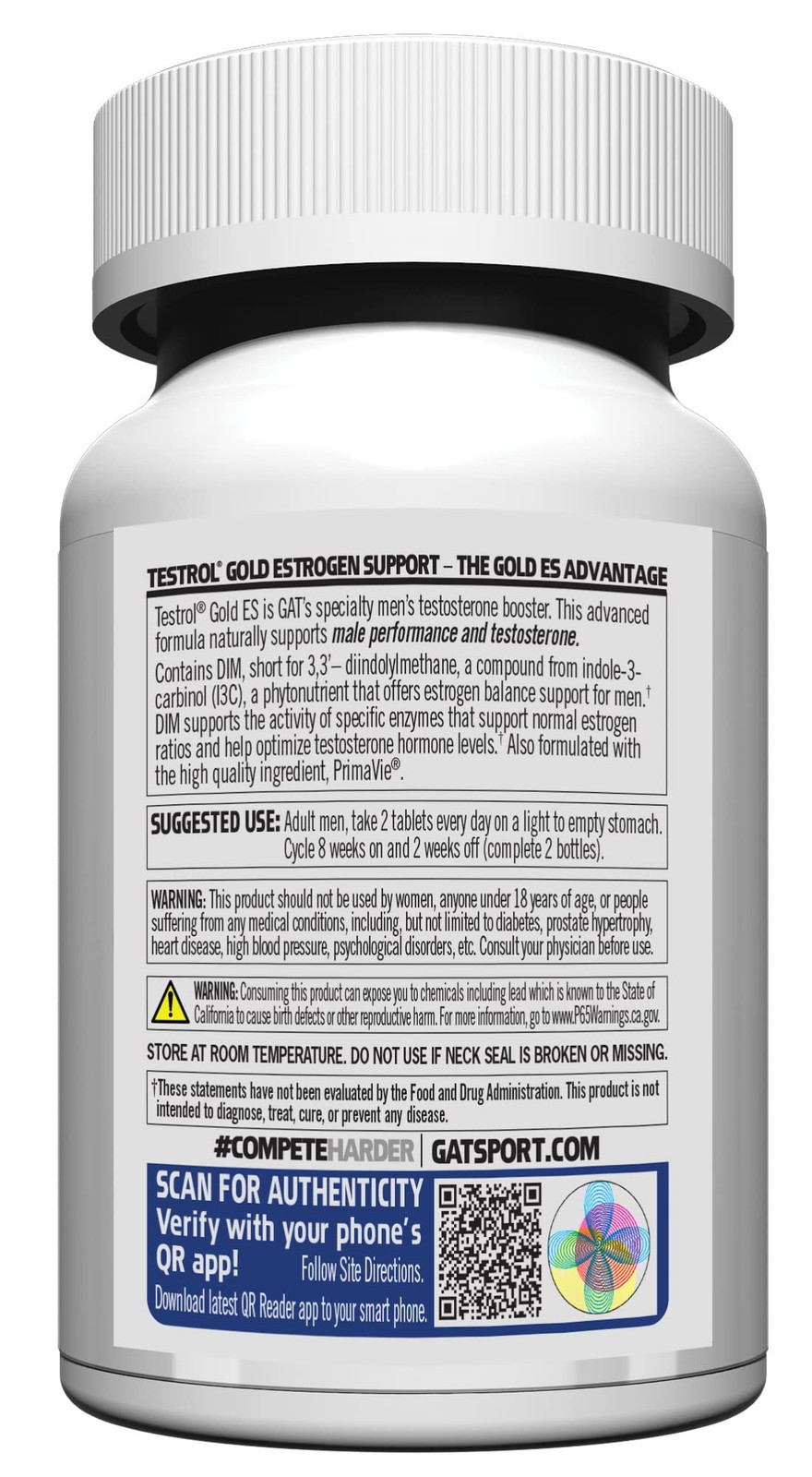GAT SPORT Testrol Gold ES, Tribulus, DIM, Zinc, 60 Count (Pack of 1), Blue