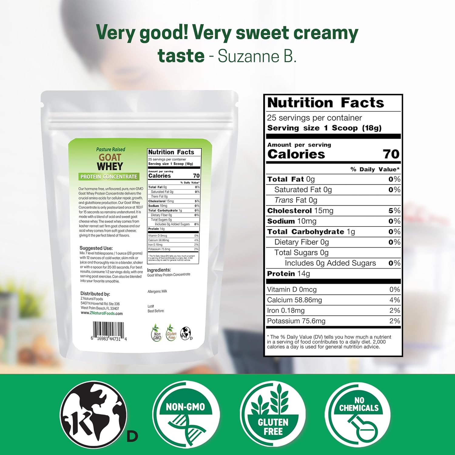 Goat Whey Protein Powder Concentrate – Undenatured, Unflavored, Pasture Raised W
