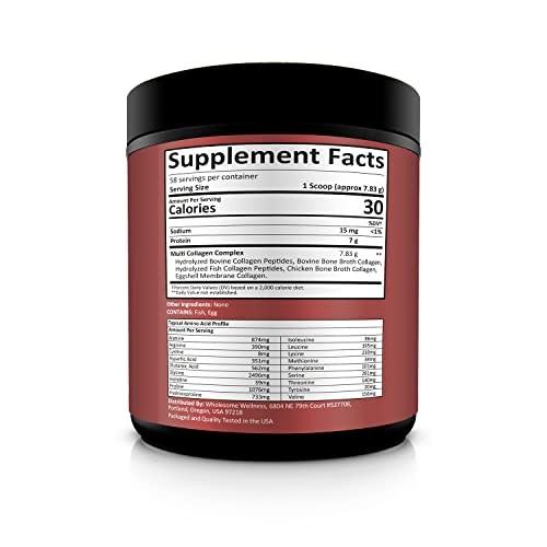 Wholesome Wellness Premium Multi Collagen Peptides Powder for Skin, Hair &