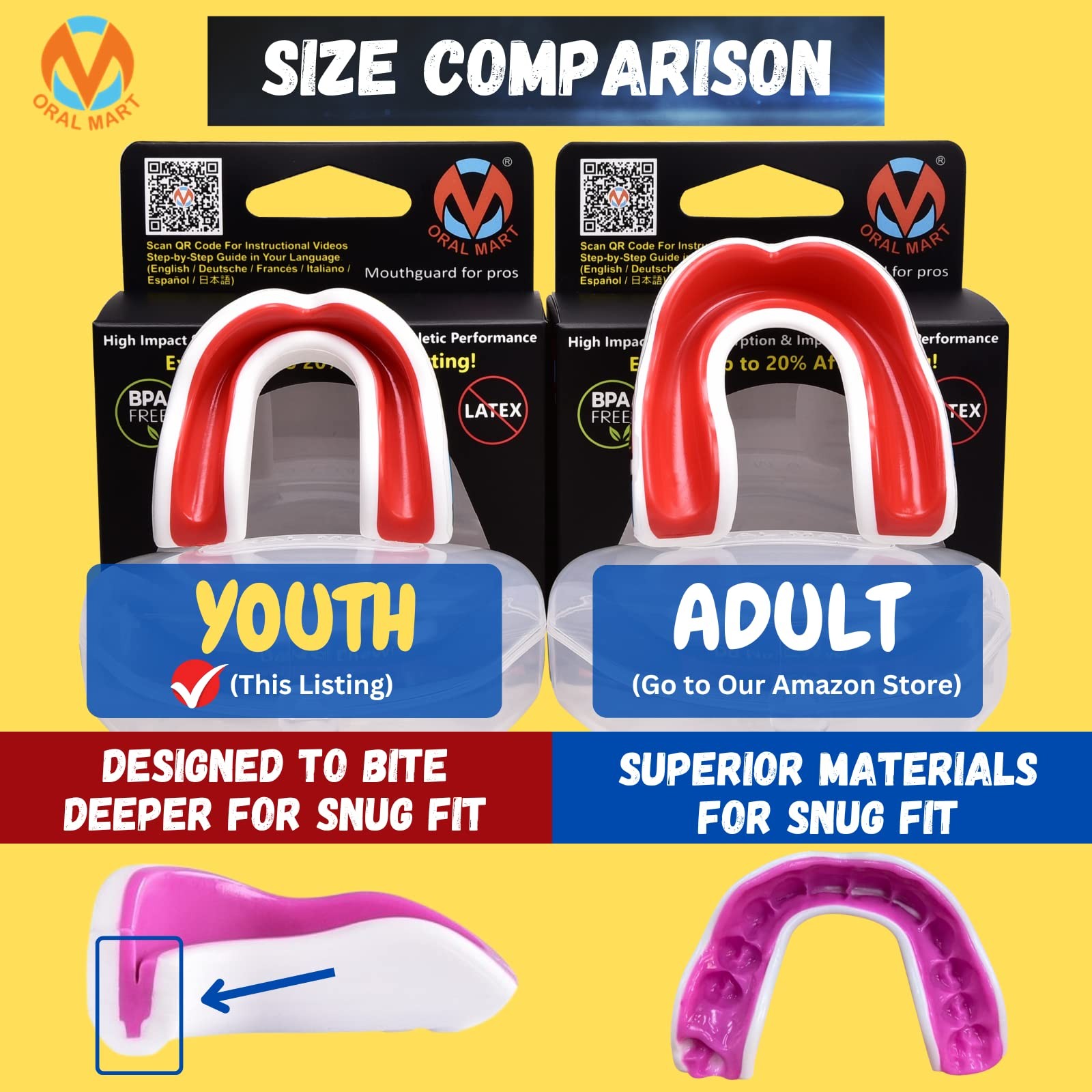 Oral Mart Sports Youth Mouth Guard for Kids – Water Bead, Impact Resistant