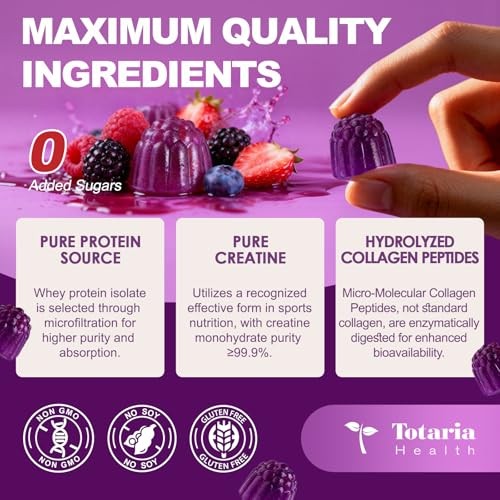 3 in 1 Whey Protein Gummies | Creatine Monohydrate | Collagen, 0 Sugar, Pure